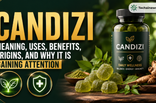 Candizi wellness gummies bottle and green supplement jellies on a wooden table with natural ingredients, featured on TechAI News.