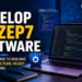 Oxzep7 software development guide featured on a laptop screen displaying lines of source code, surrounded by floating digital icons for coding, database, and cloud system integration on TechAI News.