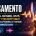 Pulsamento rhythmic concept graphic featuring an acoustic djembe drum, a modern sound speaker, and a glowing sound wave heartbeat line on TechAI News.